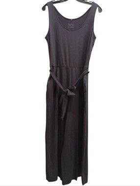 Patagonia Dark Gray Sleeveless Maxi Cropped Wide Leg Jumpsuit with Tie Waist